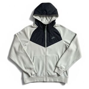 Nike Fleece Full Zip Hooded Jacket Warm Winter Outdoor Cozy Mint Green Navy M